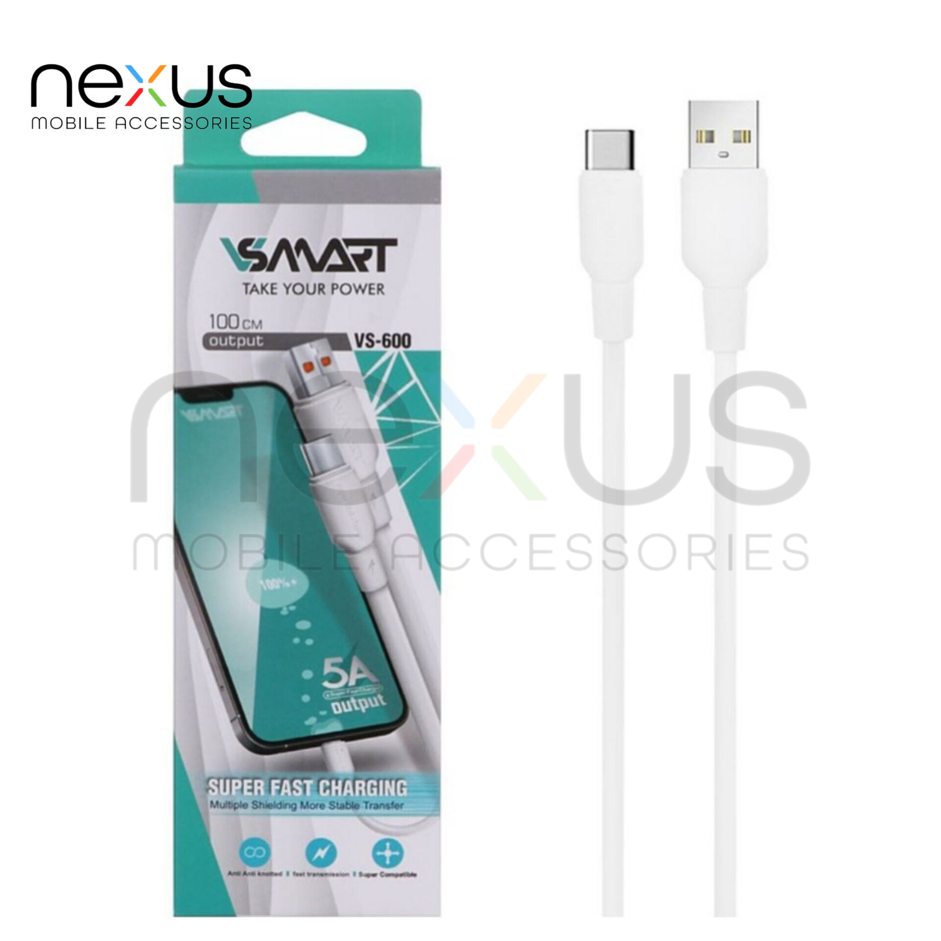 کابل شارژ وی اسمارت جنس pvc 100w