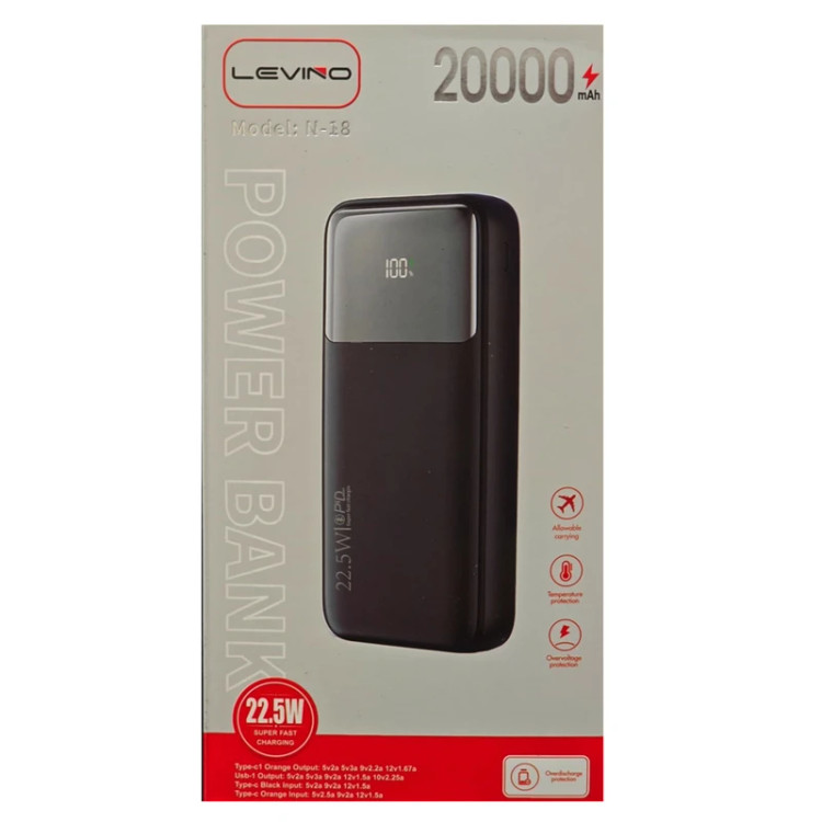 پاور بانک ۲۰۰۰۰ لوینو 22.5w n18